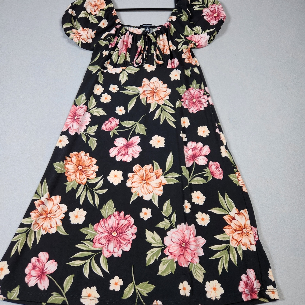 Ambiance Women Black Floral Mini Dress Small Y2K ROMNTIC CASUAL